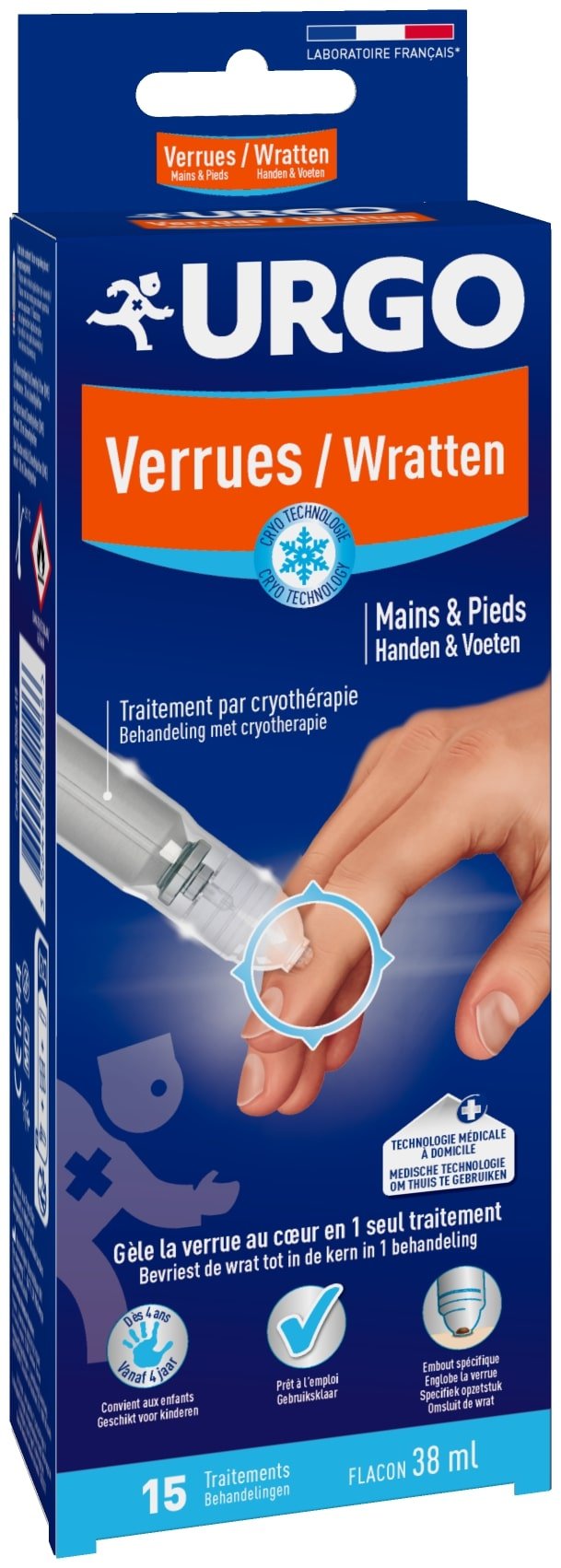 URGO VERRUES MAINS & PIEDS CRYOTHERAPIE 15 TRAITEMENTS 38ML