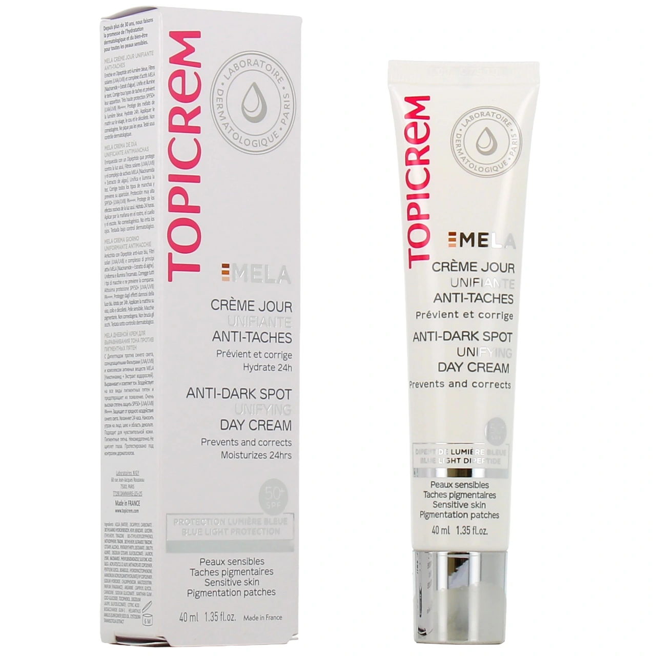 TOPICREM MELA CREME JOUR UNIFIANTE ANTI TACHE SPF50+  40ML