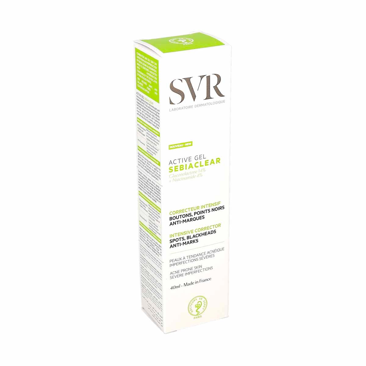 SVR ACTIVE GEL SEBIACLEAR GLUCONOLACTONE+NIACINAMIDE 40ML
